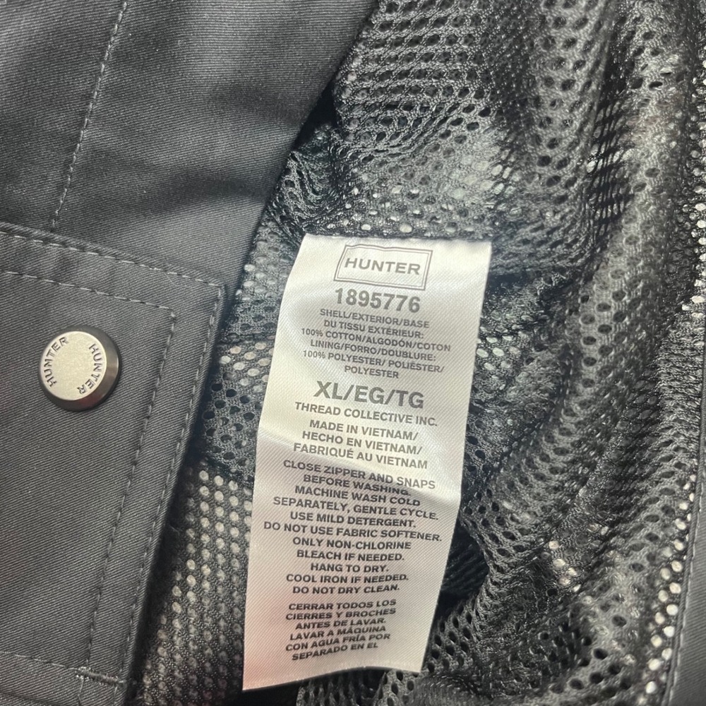 Hunter Ladies Water Resistant Cotton Smock Jacket Black XL Hooded Drawstring - Picture 6 of 6